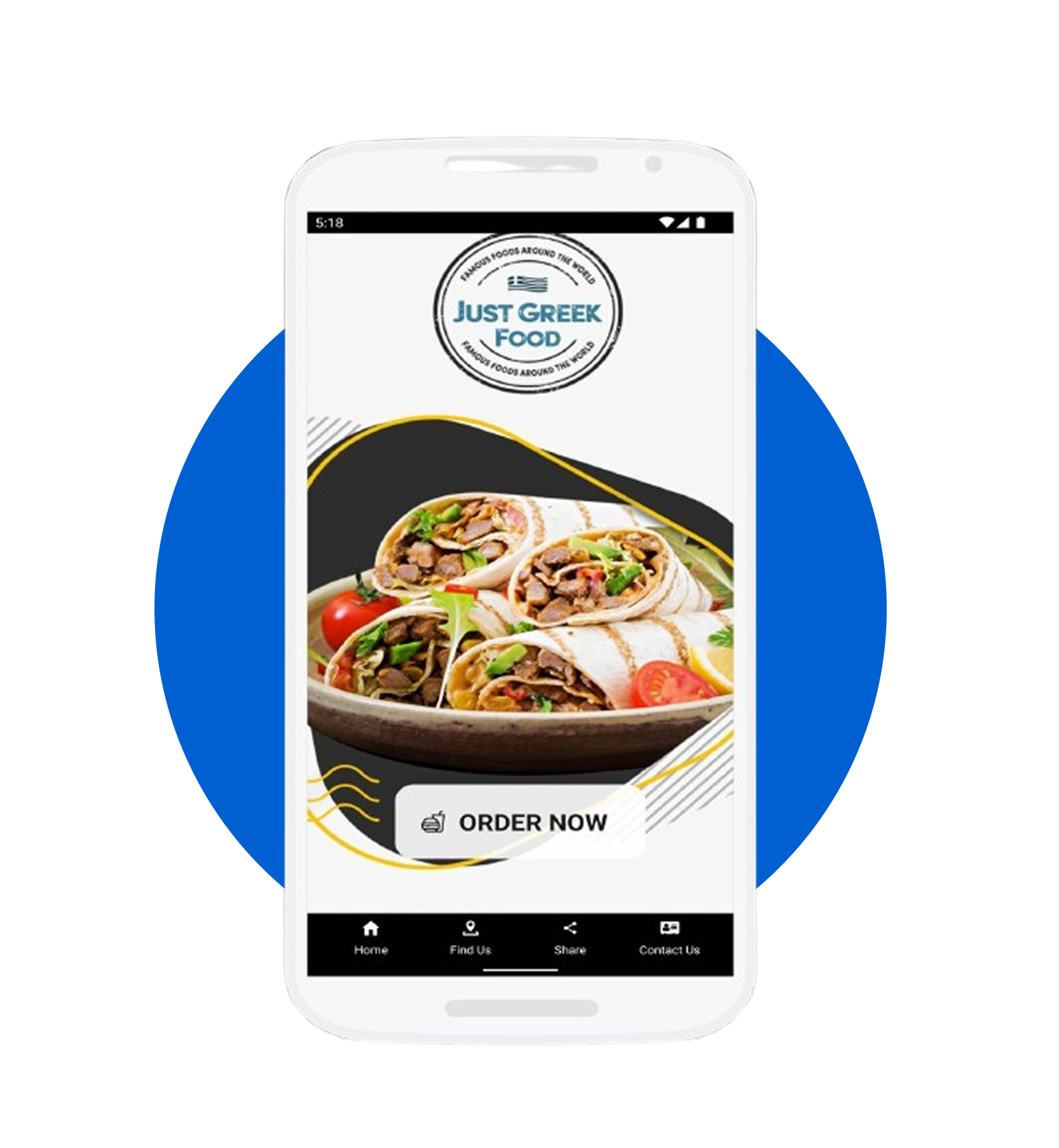 Just Greek Street Food Dunfermline app mockup